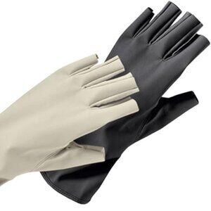 Solumbra Sun Protection Leather Fingerless Gloves White Large-New